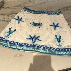 Maeve by Anthropolgie eyelet and beaded ocean mini skirt size 8